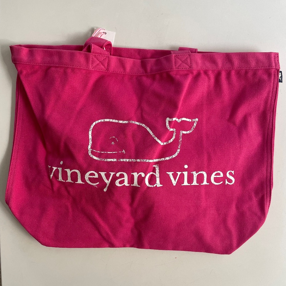 Vineyard vines pink canvas tote bag NWT